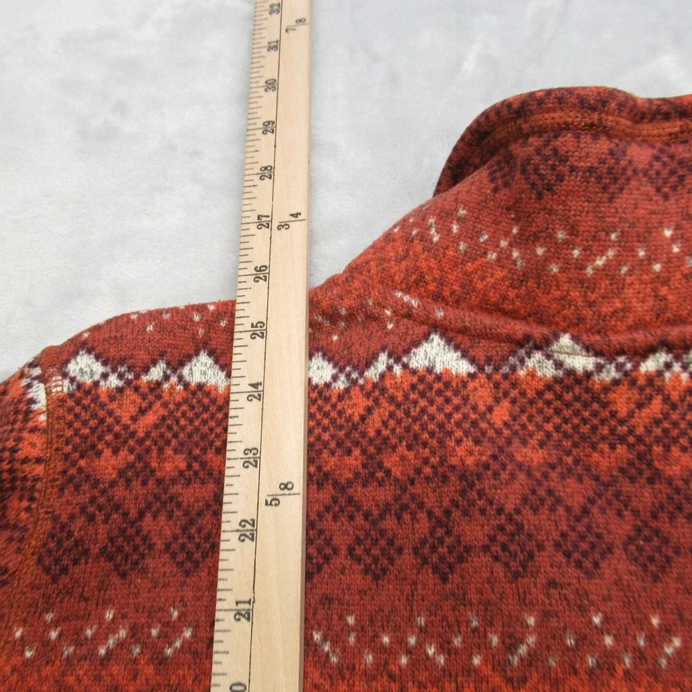 The North Face Sweatshirt Mens Small Red Aztec Gordon‎ Lyons Novelty 1/4 Zip